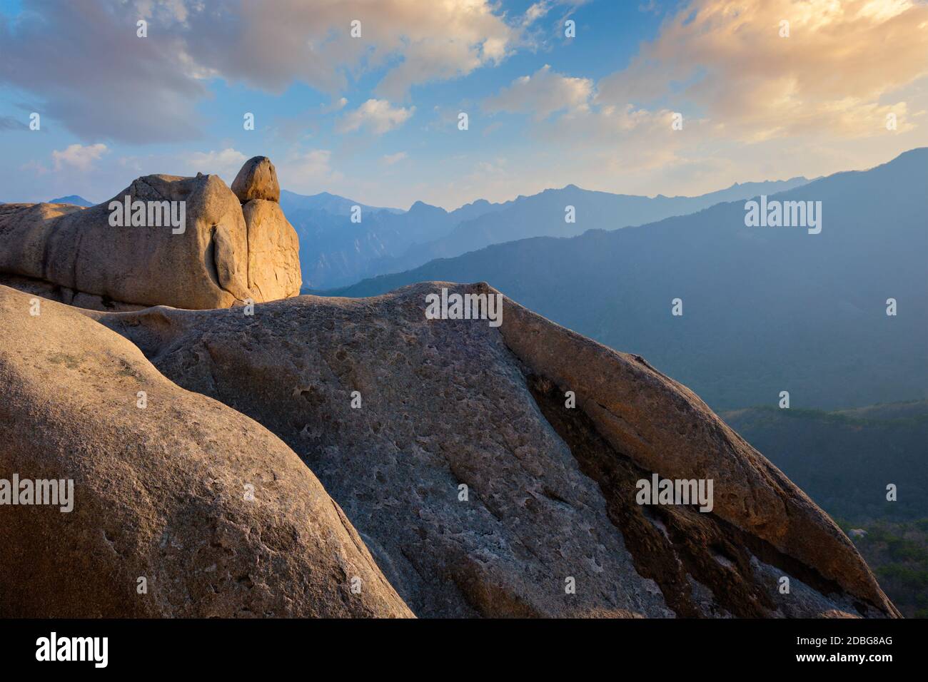 View of stones and rock formations from Ulsanbawi rock peak on sunset ...
