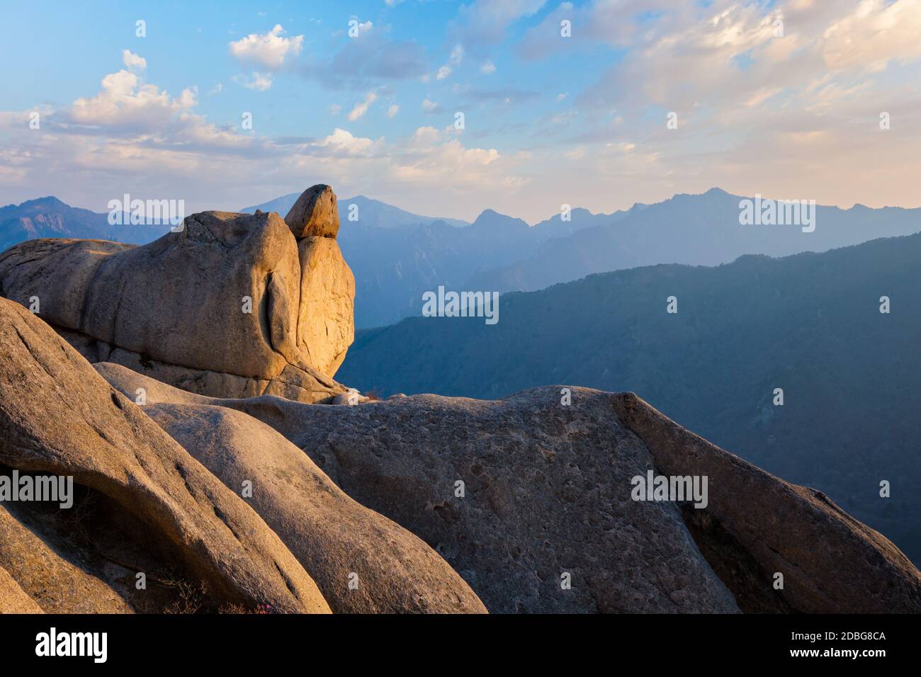 View of stones and rock formations from Ulsanbawi rock peak on sunset ...