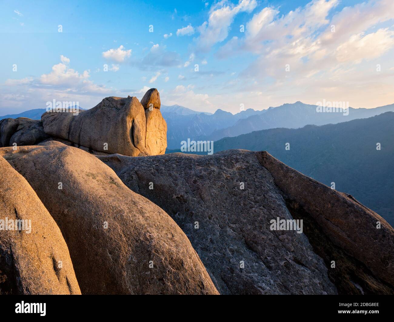 View of stones and rock formations from Ulsanbawi rock peak on sunset ...