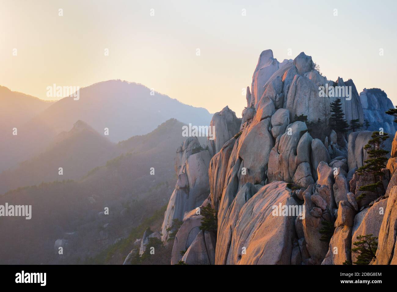 View of stones and rock formations from Ulsanbawi rock peak on sunset ...