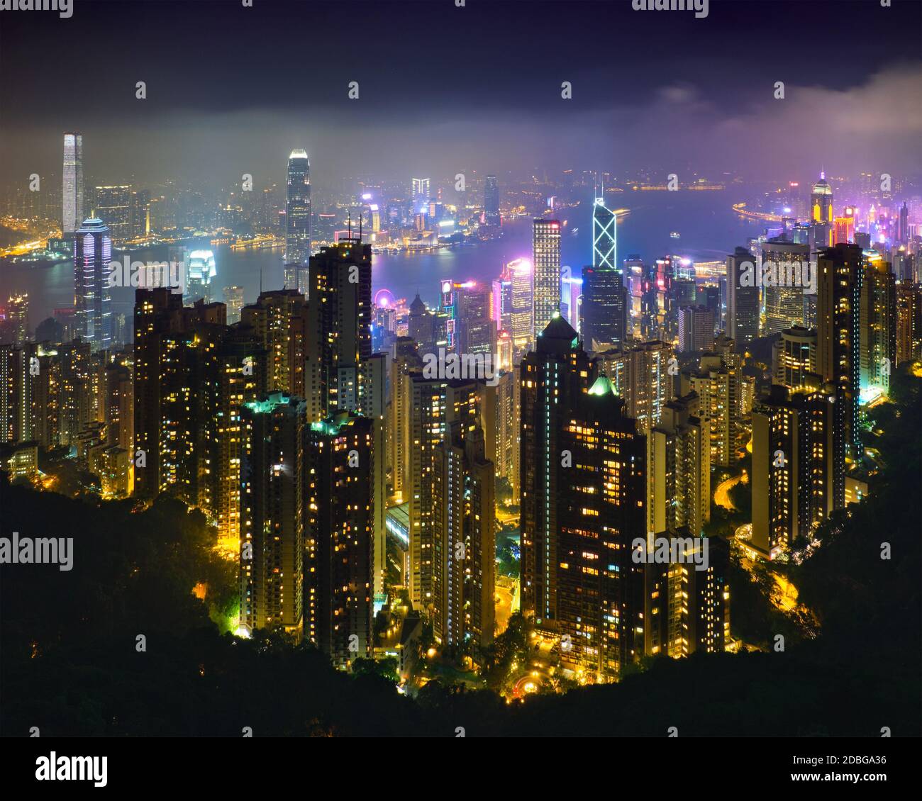 Famous view of Hong Kong - Hong Kong skyscrapers skyline cityscape view ...