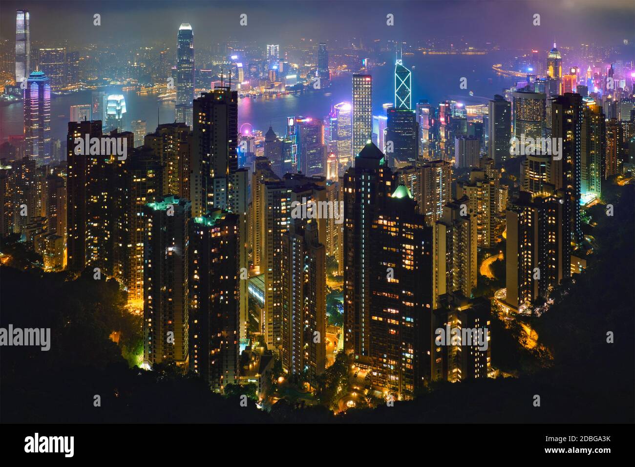 Famous view of Hong Kong - Hong Kong skyscrapers skyline cityscape view ...