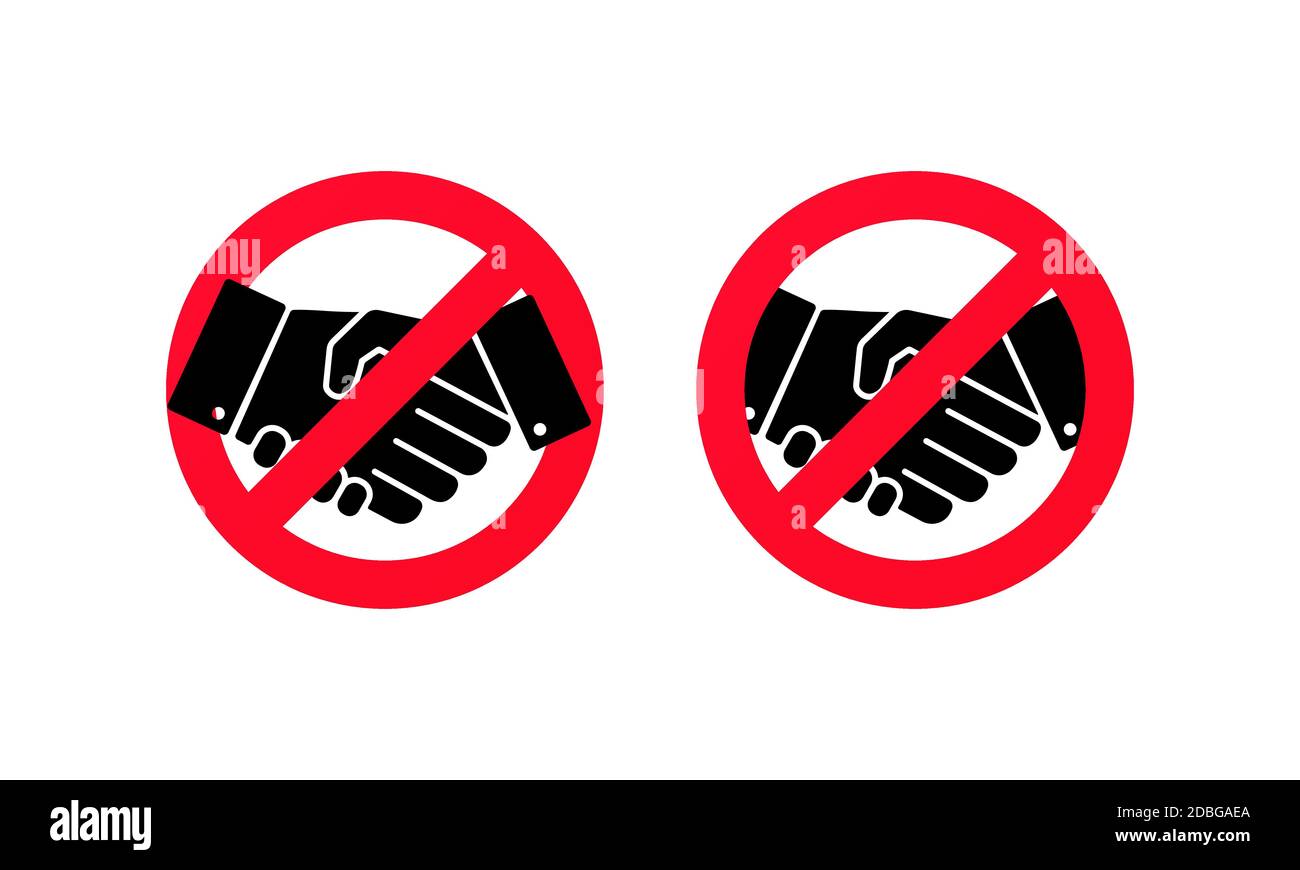 No handshake icon. No dealing. No collaboration. Not allow handshake sign. Vector on isolated white background. EPS 10 Stock Vector