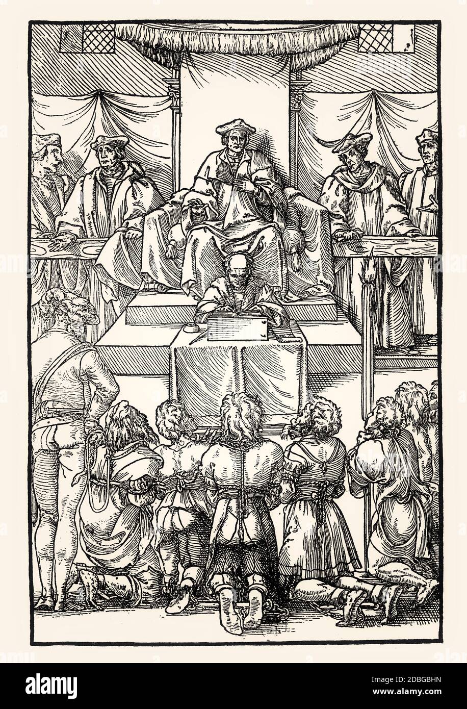 Praxis criminis persequendi, Conviction of the accused, 1541, by Geoffroy Tory, facsimile of the 19th century Stock Photo