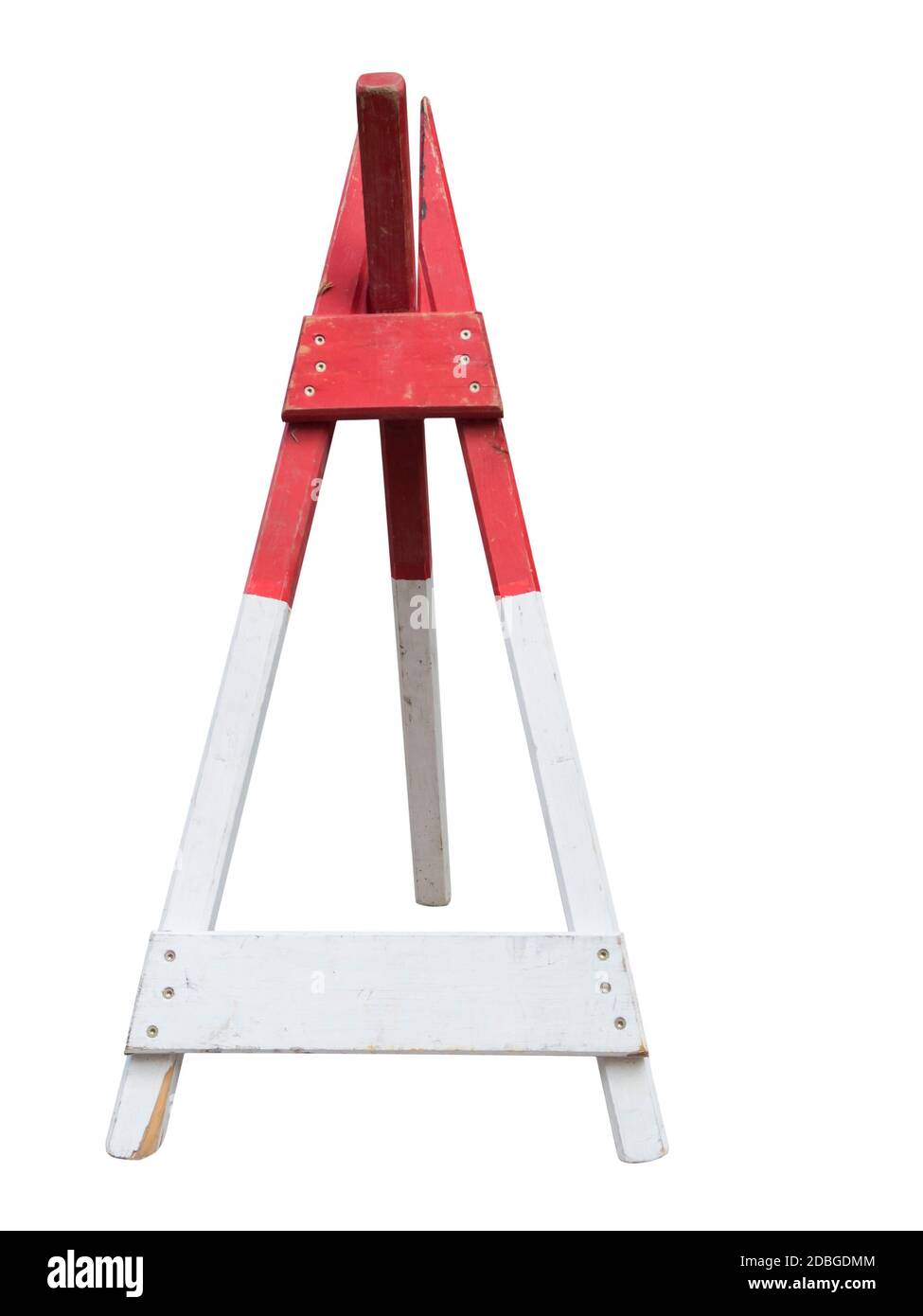 Moveable Free Cordon Three legged, wooden cordon foldable isolated on white Stock Photo - Alamy