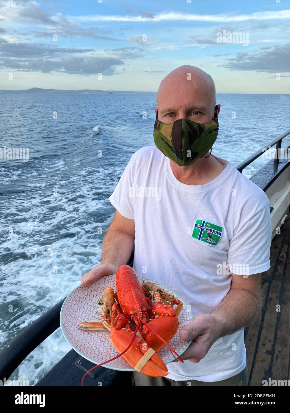 Lobster served on the Nova Spero on Scotland's North Sea Stock Photo