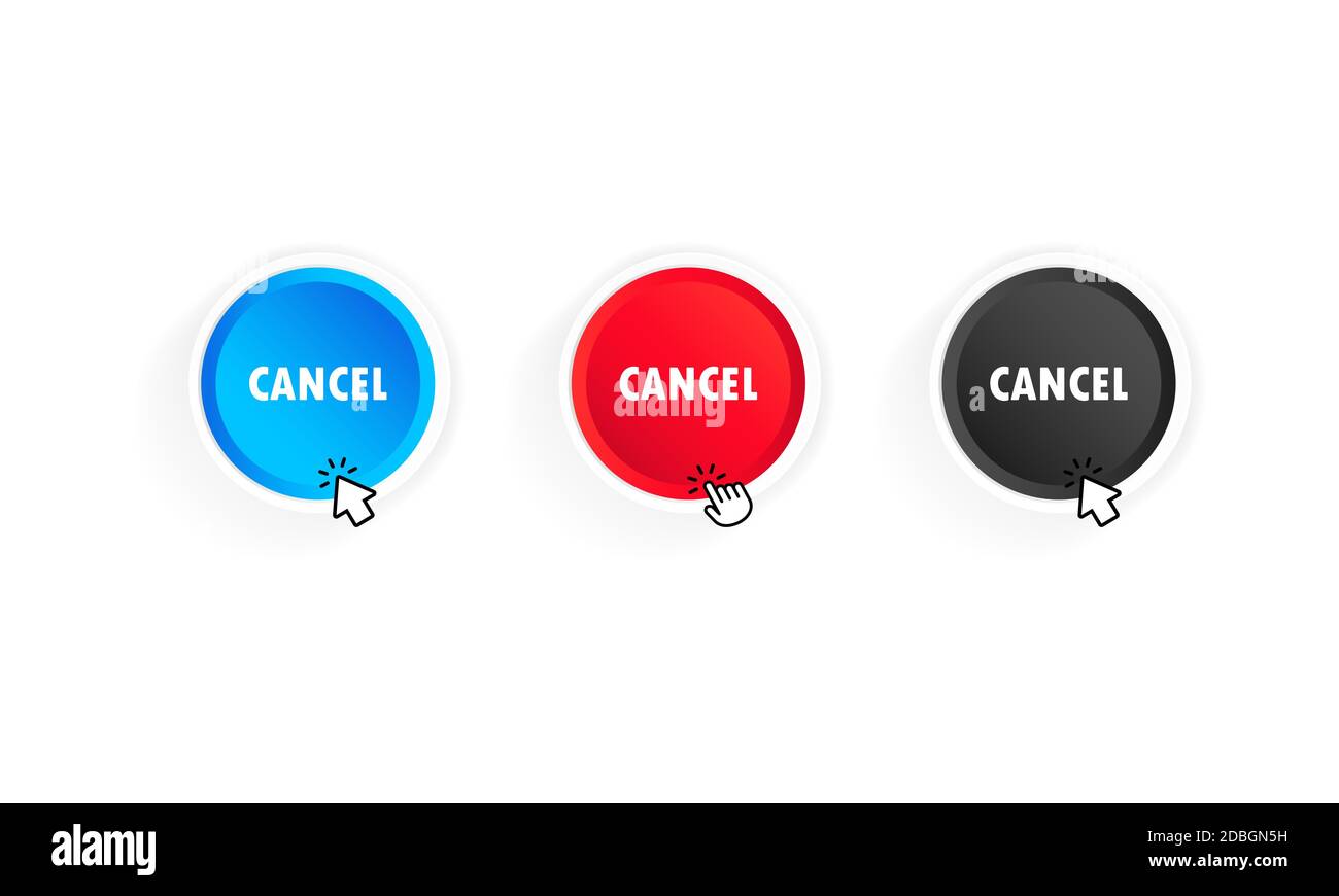 Cancel button with cursor. Vector on isolated white background. EPS 10 ...