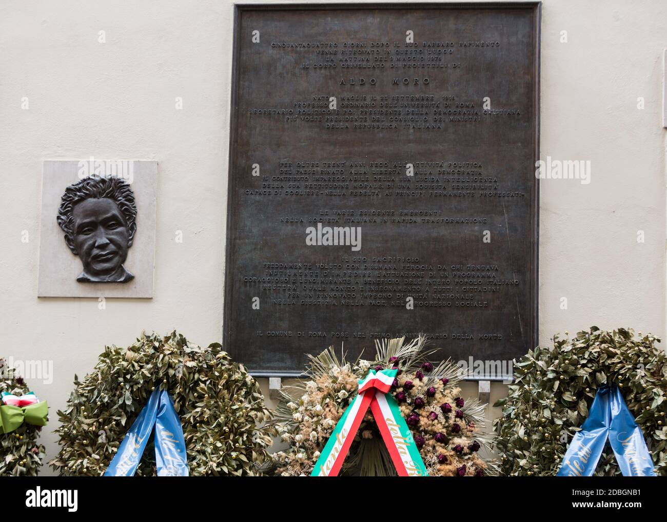 Memorial to Aldo Moro, in via Caetani, Rome, Italy Stock Photo