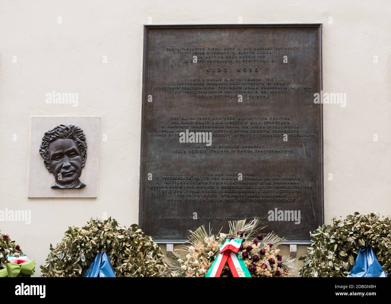 Memorial to Aldo Moro, in via Caetani, Rome, Italy Stock Photo