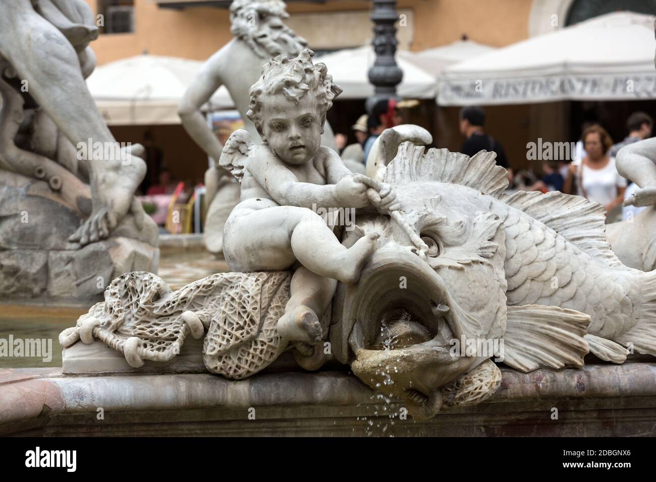 Piazza Navona Fountain of Neptun. Designed by Giacomo della Porta (1574 ...