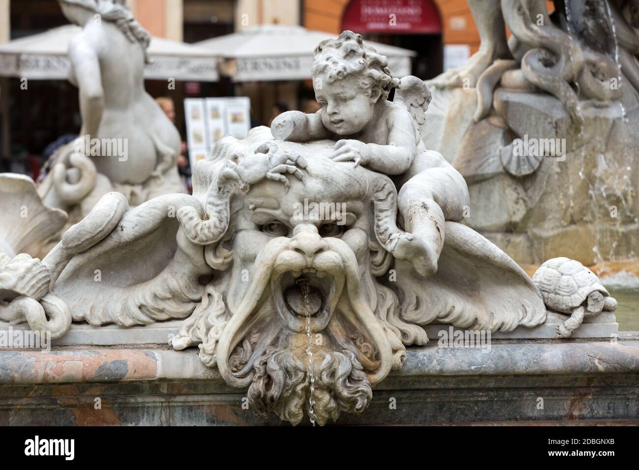 Piazza Navona Fountain of Neptun. Designed by Giacomo della Porta (1574 ...
