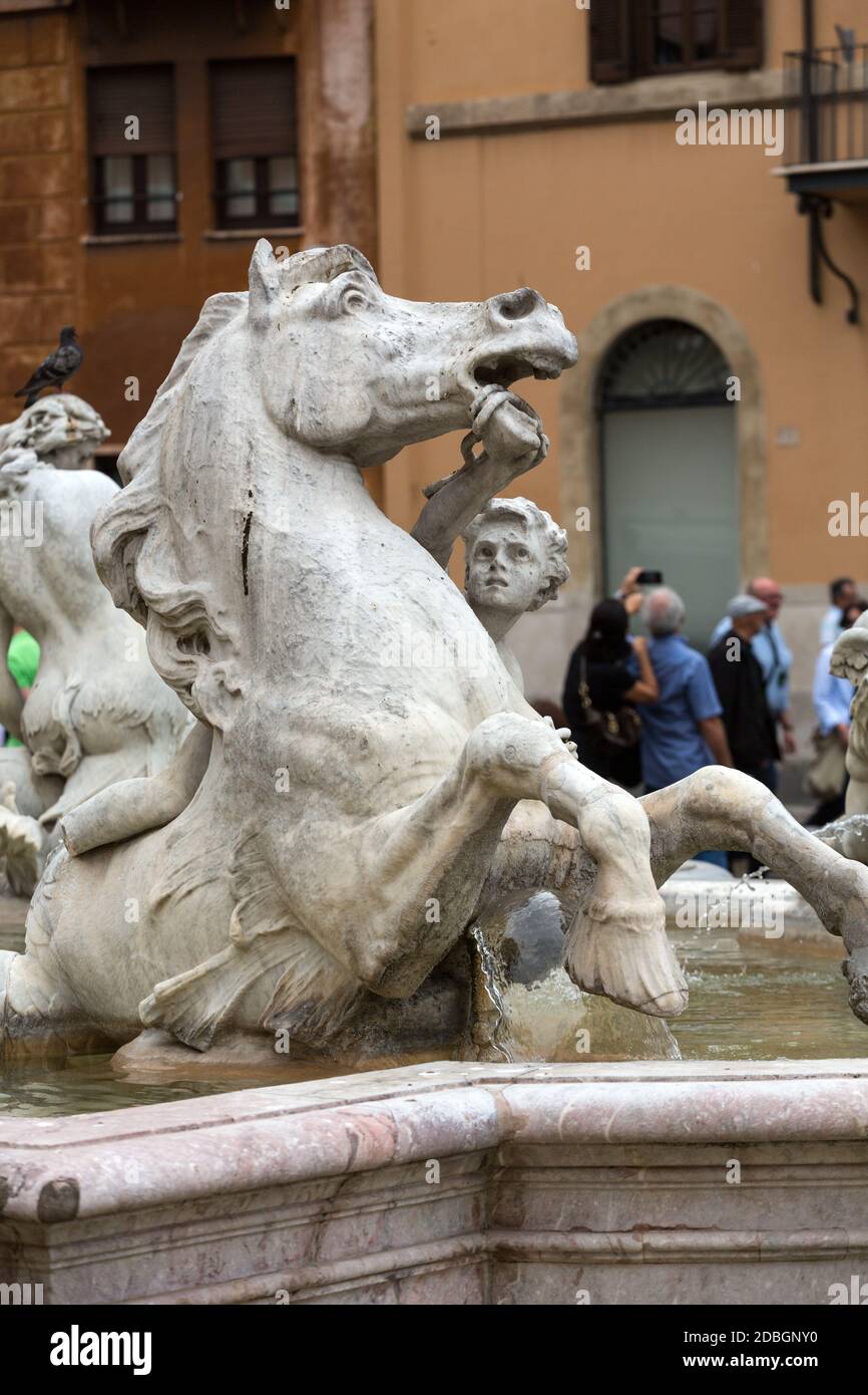 Piazza Navona Fountain of Neptun. Designed by Giacomo della Porta (1574 ...