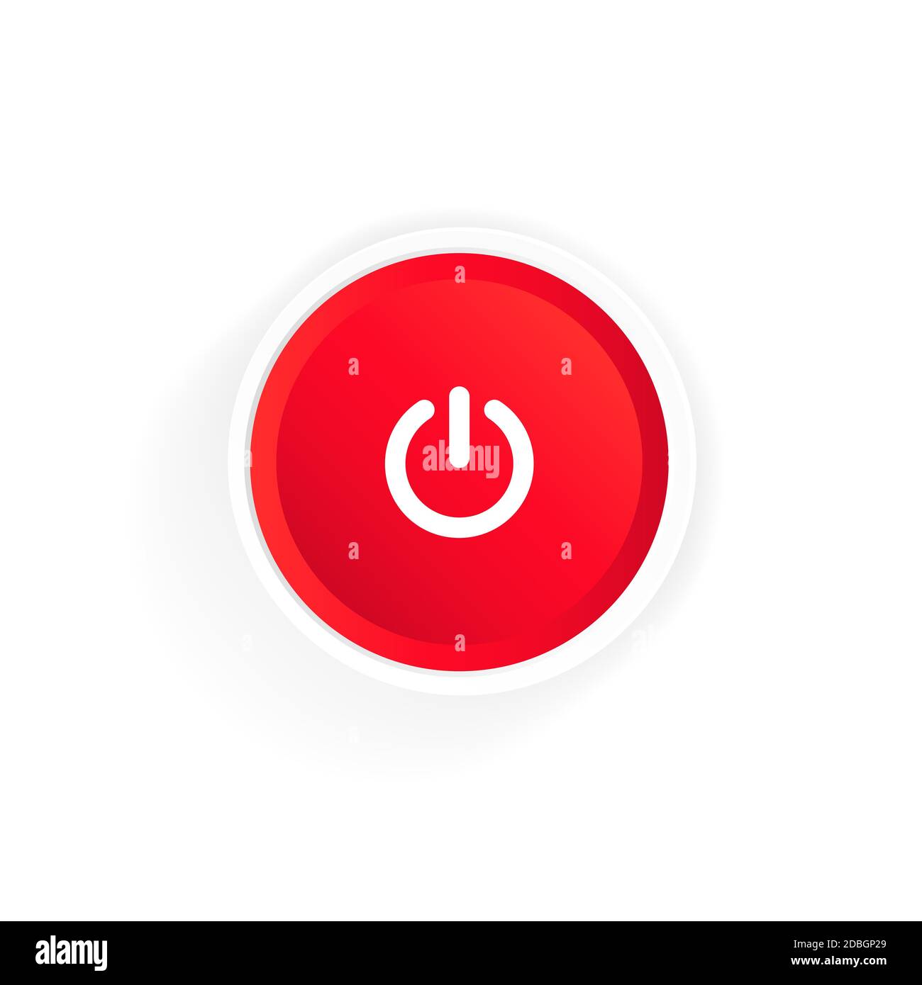 Power on button icon. Red button power. Push-button power of. Vector illustration Stock Vector