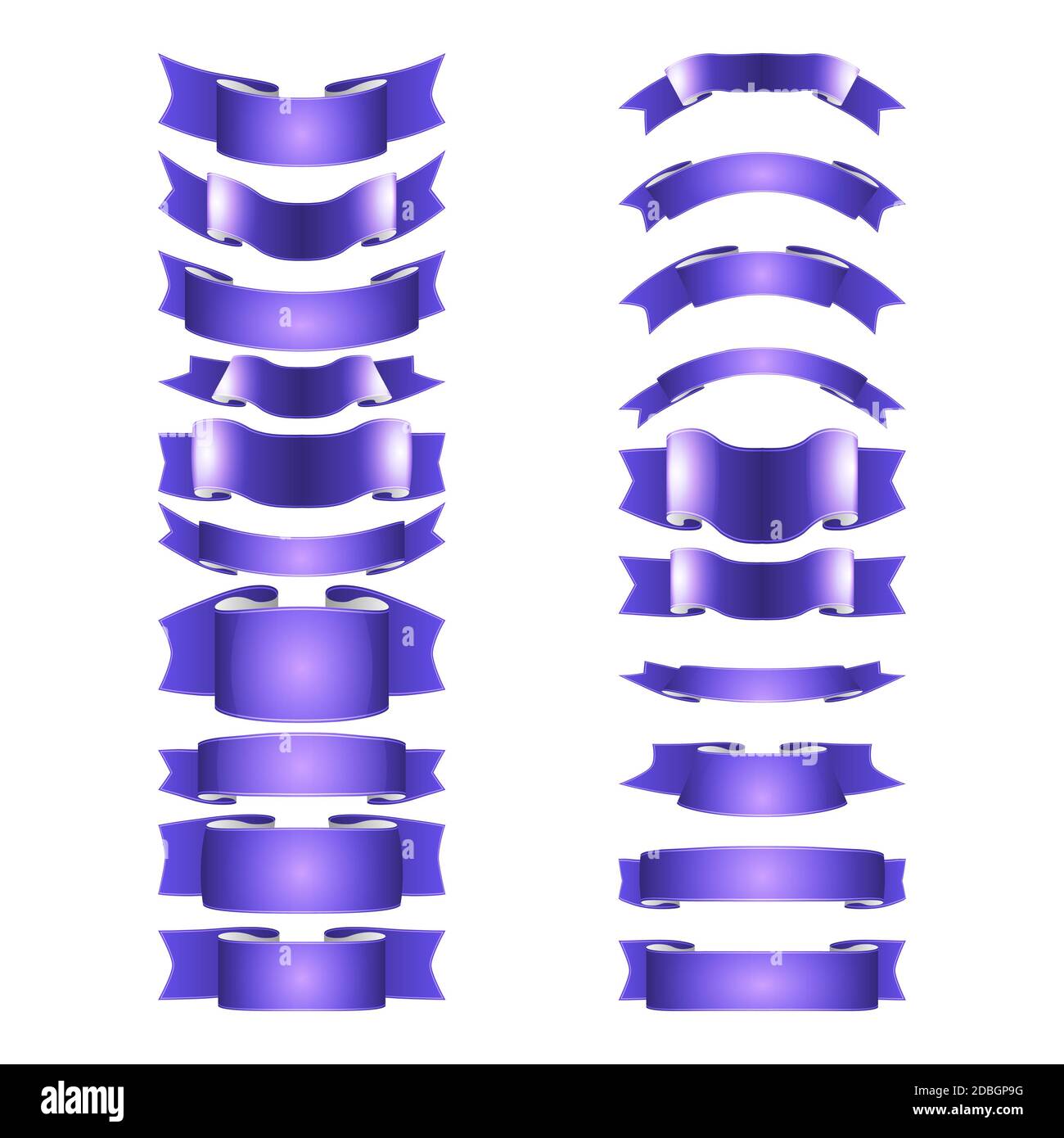 isolated colored satin ribbons set - violet Stock Photo - Alamy