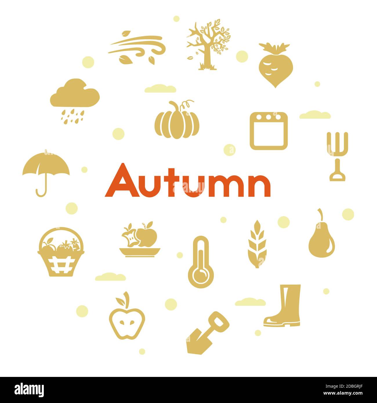 autumn symbols icons set on white background Stock Photo - Alamy