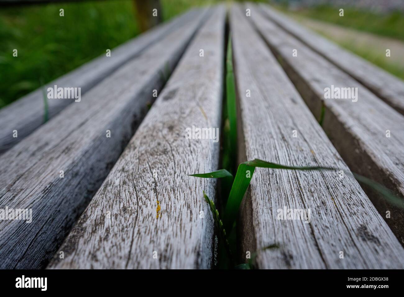 Weathered rustic wooden bench close-up Stock Photo - Alamy