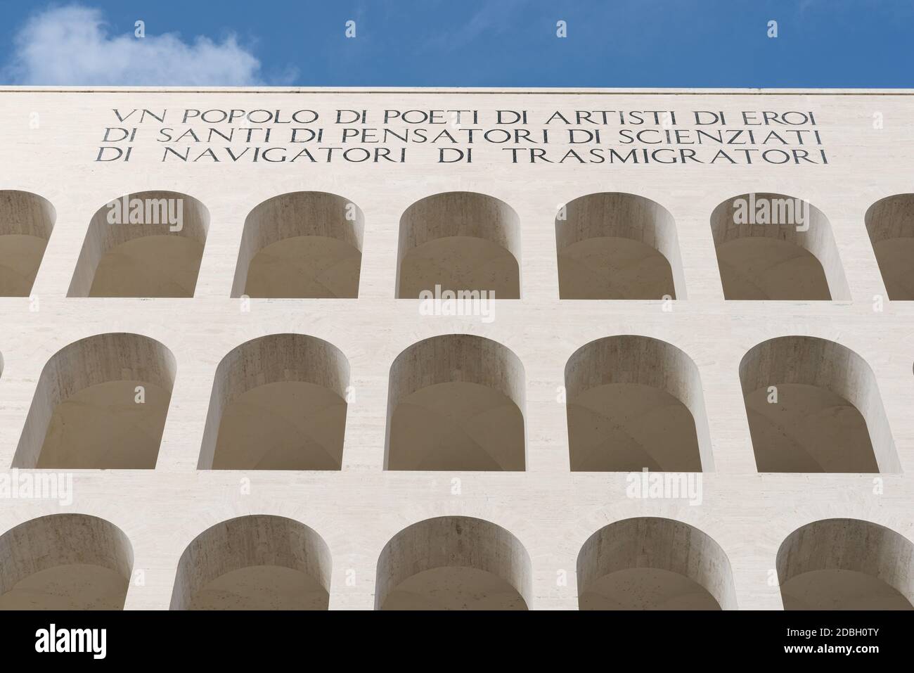 The Square Colosseum (Palazzo della Civiltà Italiana) is a fascist-era building part of the rationalism architecture district EUR, in Rome, Italy Stock Photo