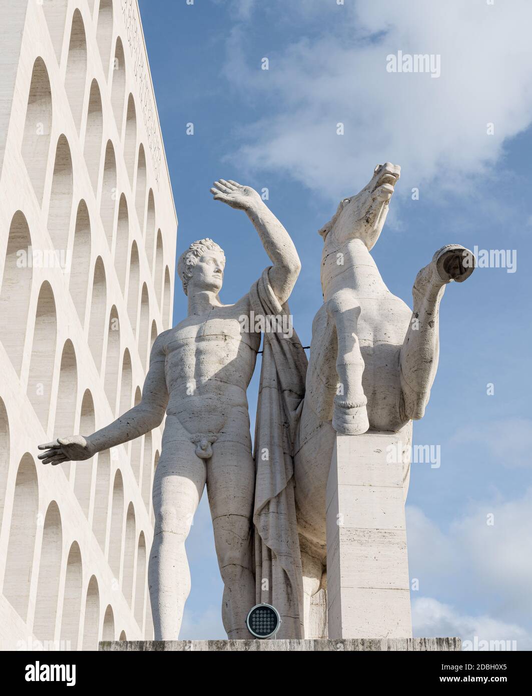 The Square Colosseum (Palazzo della Civiltà Italiana) is a fascist-era building part of the rationalism architecture district EUR, in Rome, Italy Stock Photo