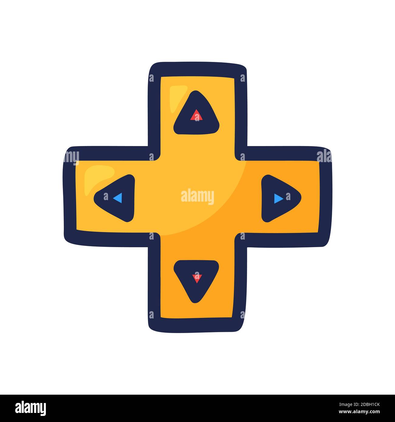 Joystick for video game arrow direction. Controller buttons hand-drawn in doodle-style vector icon. Vector illustration Stock Photo