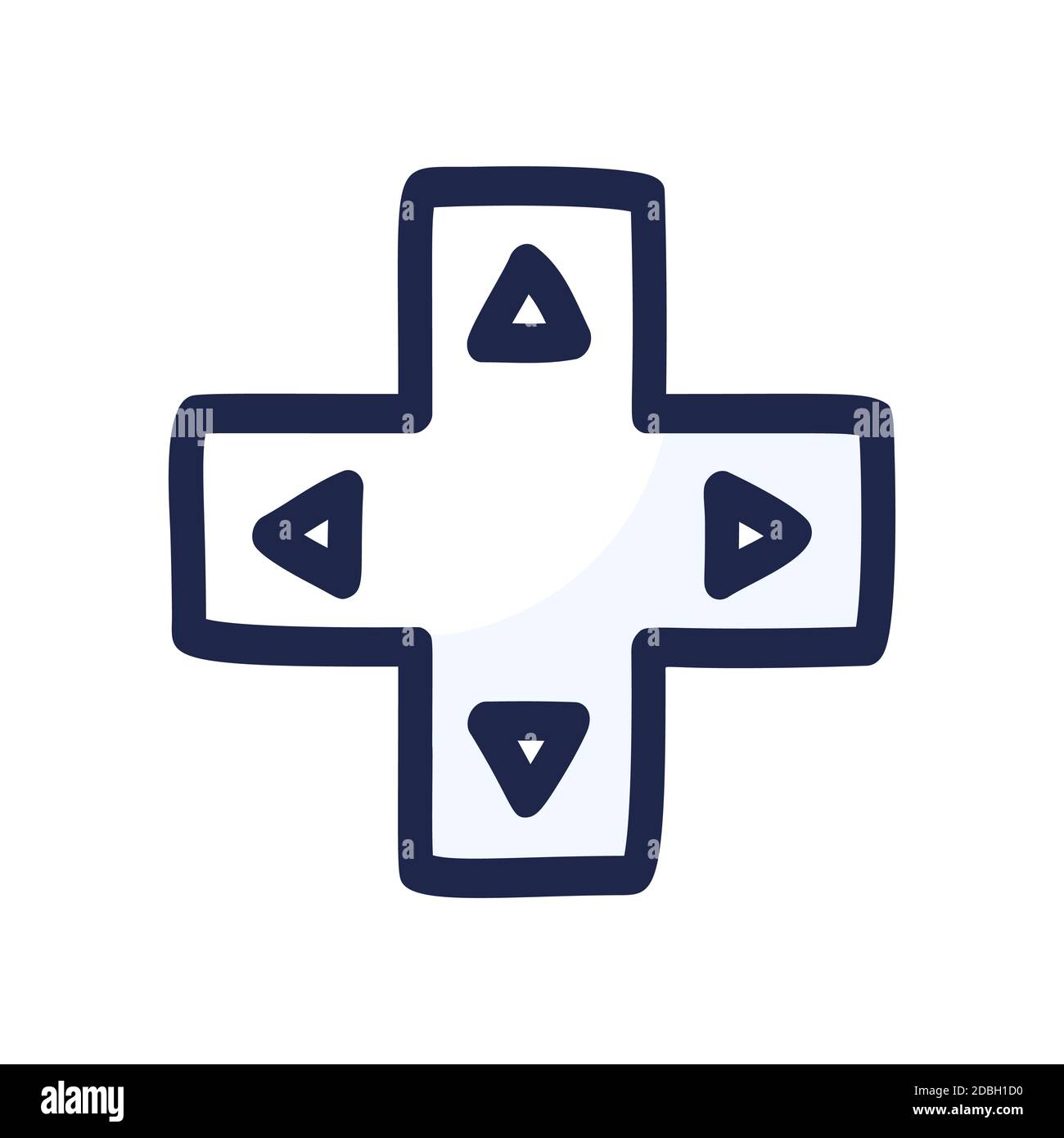 Joystick for video game arrow direction. Controller buttons hand-drawn in doodle-style vector icon. Vector illustration Stock Photo