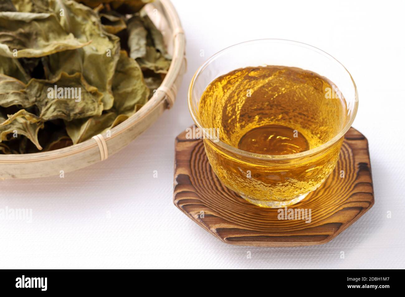 tea of persimmon leaves, herbal medicine on white background Stock
