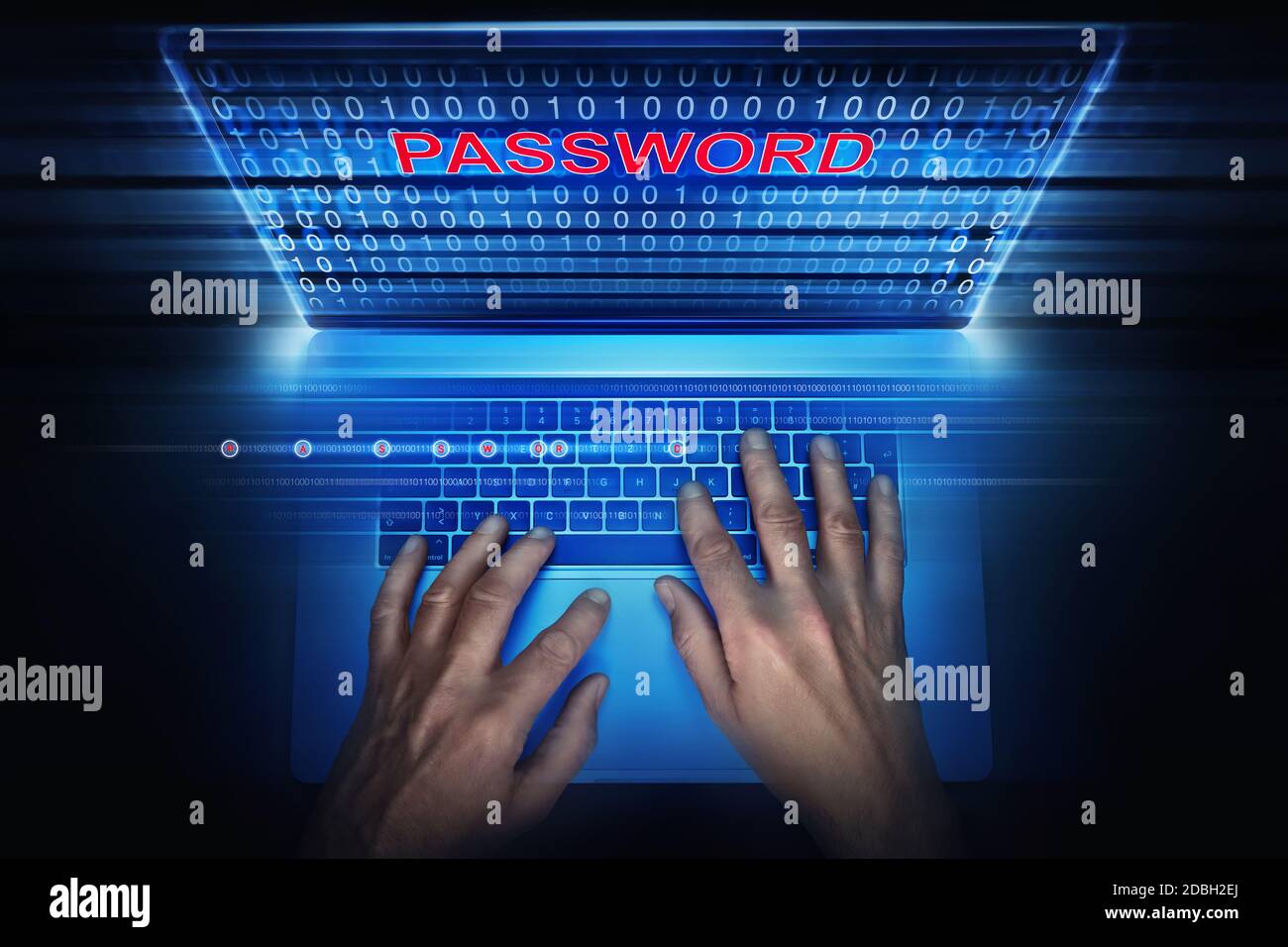 hacker is trying to steal a password Stock Photo