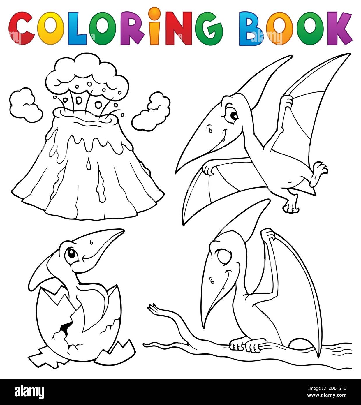 Coloring book pterodactyls theme set 1 picture illustration Stock