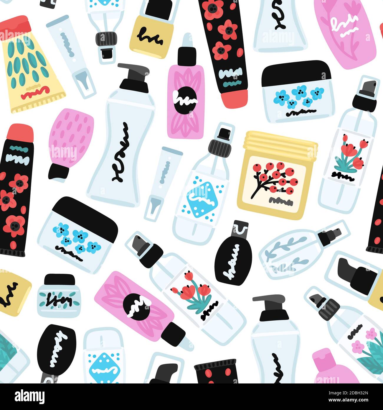 Designs Cosmetic Pattern Vector seamless pattern with cosmetic products. Background with natural ...