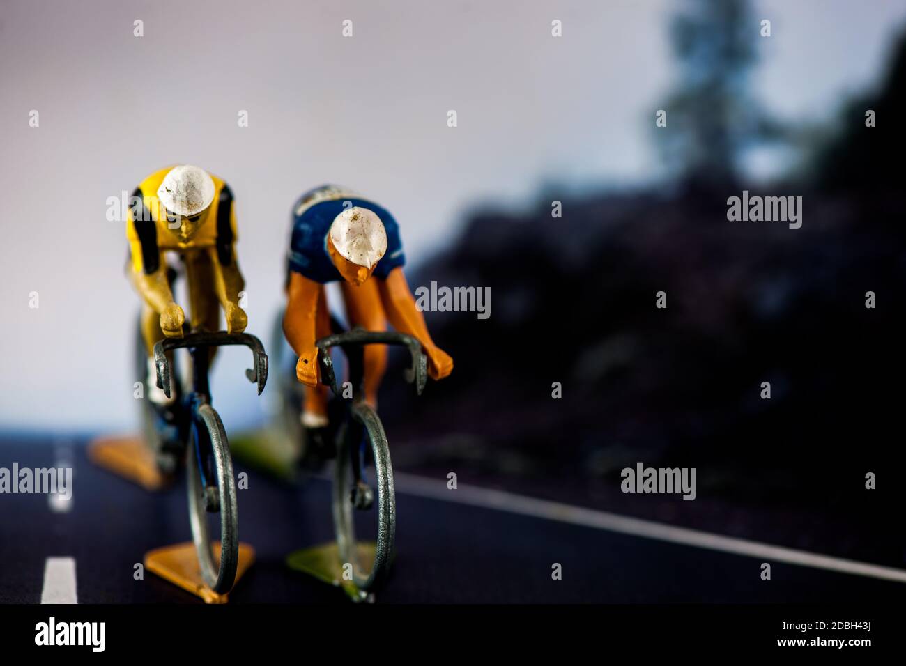 Miniature Cycling Figurines. Vintage, French hand painted model