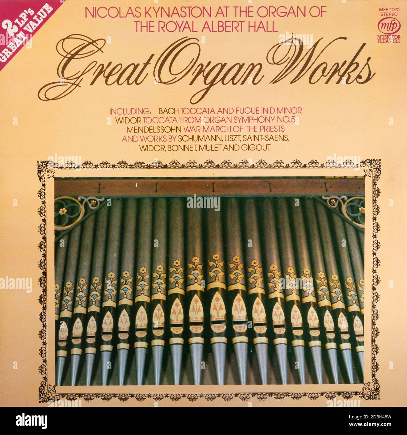 Great Organ Works with Nicolas Kynaston organist, vinyl LP record album cover Stock Photo