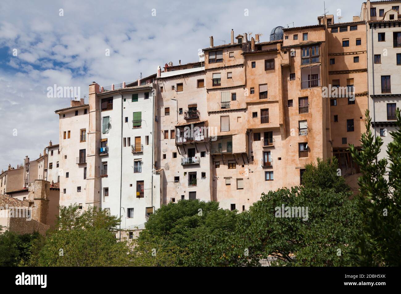 San Martin Skyscrapers, famous medieval tall buildings, in Cuenca, Spain. Stock Photo