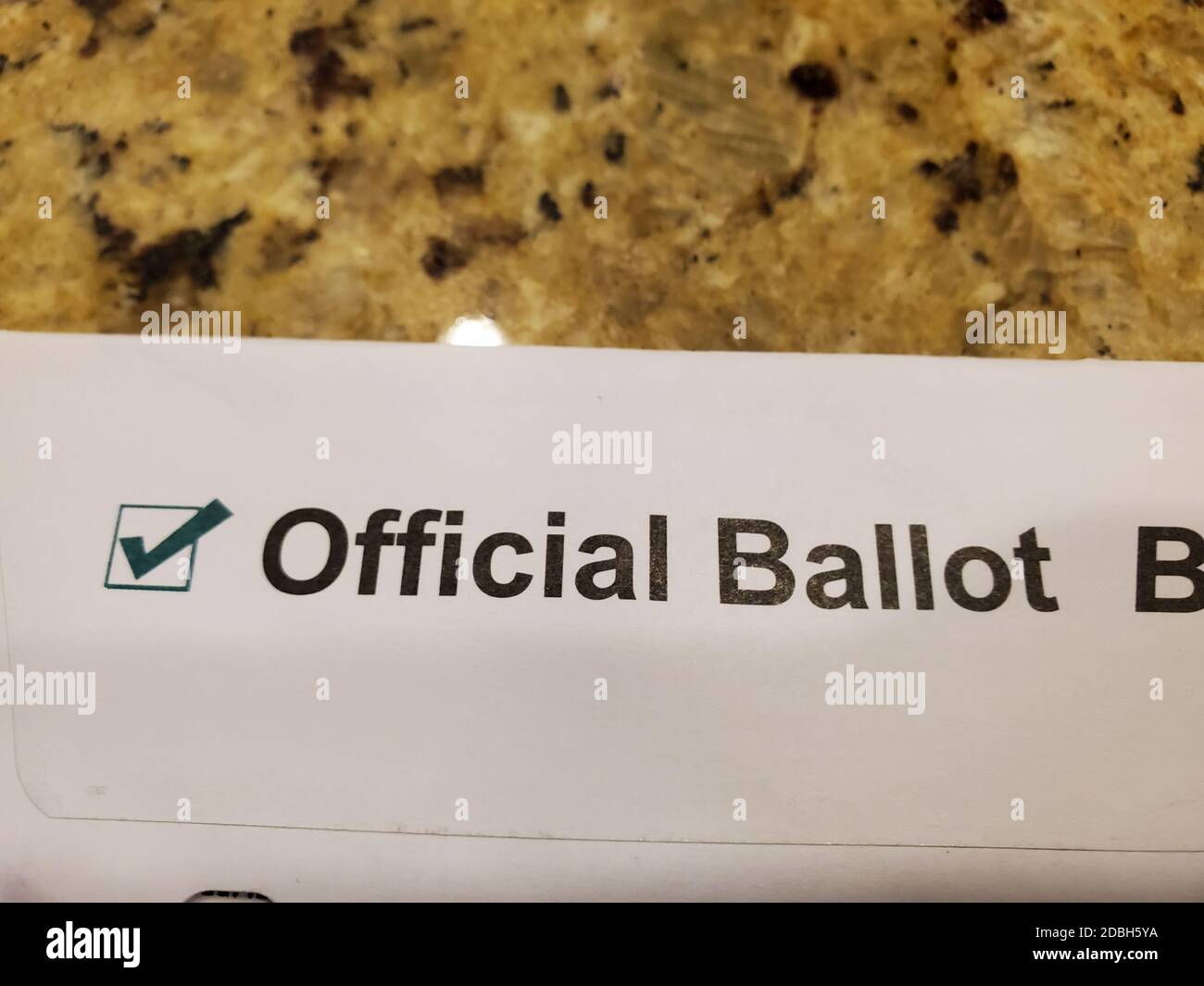 Detail on an official mail in ballot envelope, San Ramon, California, November 3, 2020. () Stock Photo