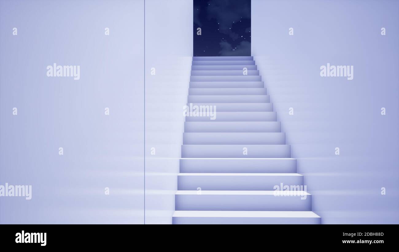 modern minimal white building with stairs, 3d rendering Stock Photo - Alamy