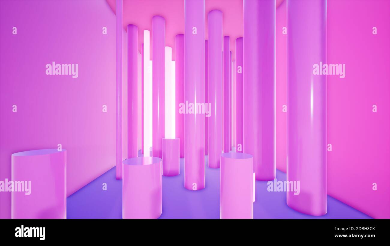 abstract neon pink background design with pipes, 3d render Stock Photo ...