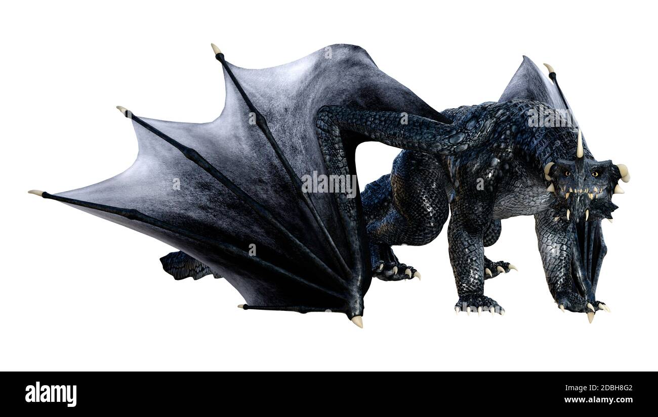 3D rendering of a fantasy dragon isolated on white background Stock ...