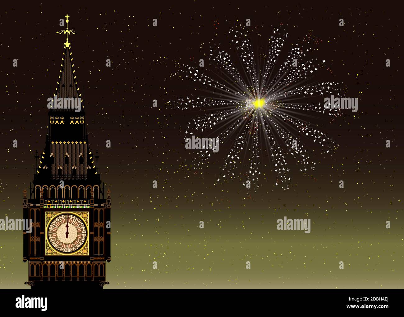 New years eve in London with Big Ben and a sky rocket Stock Photo - Alamy