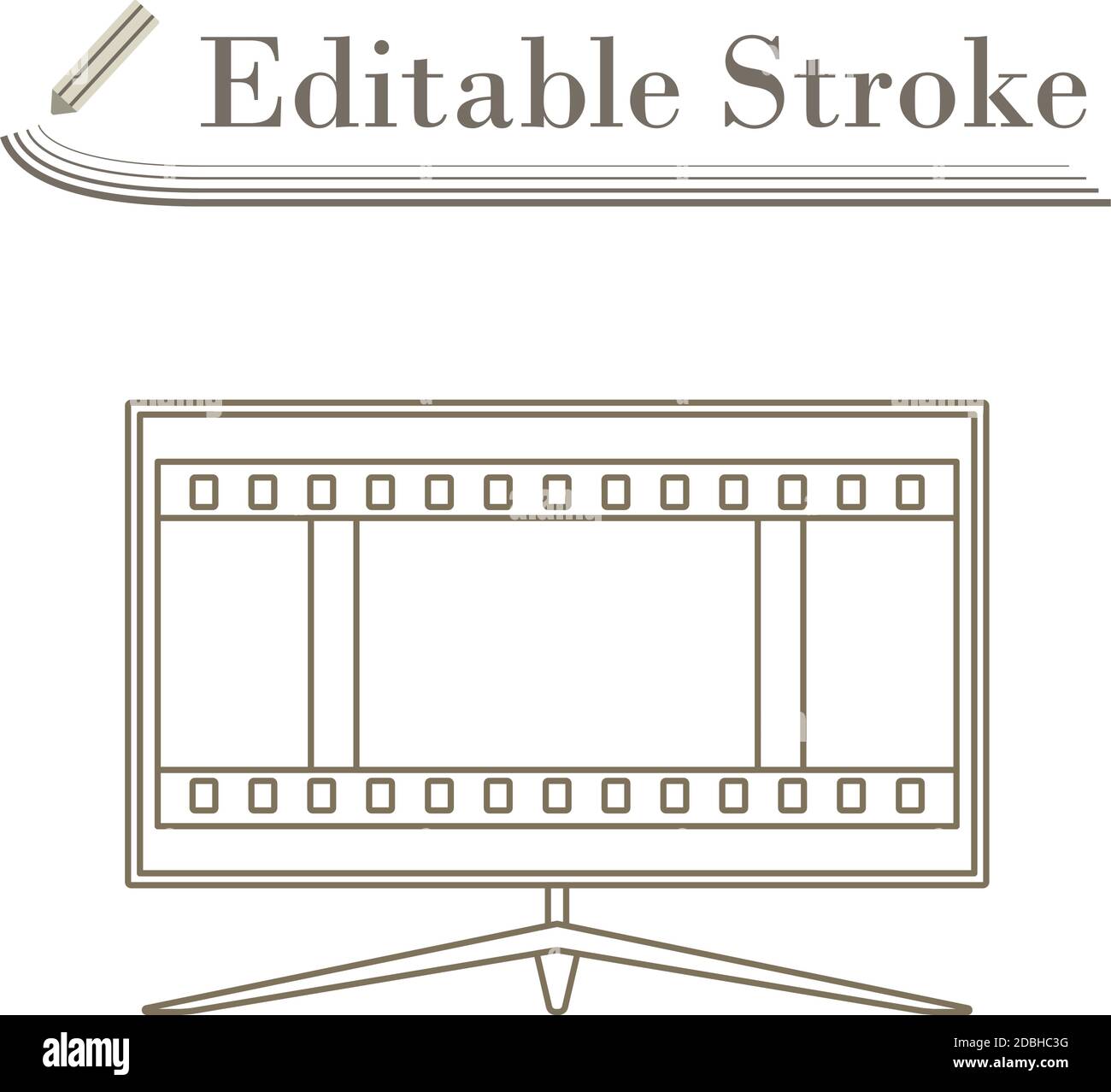 Cinema TV Screen Icon. Editable Stroke Simple Design. Vector Illustration. Stock Vector