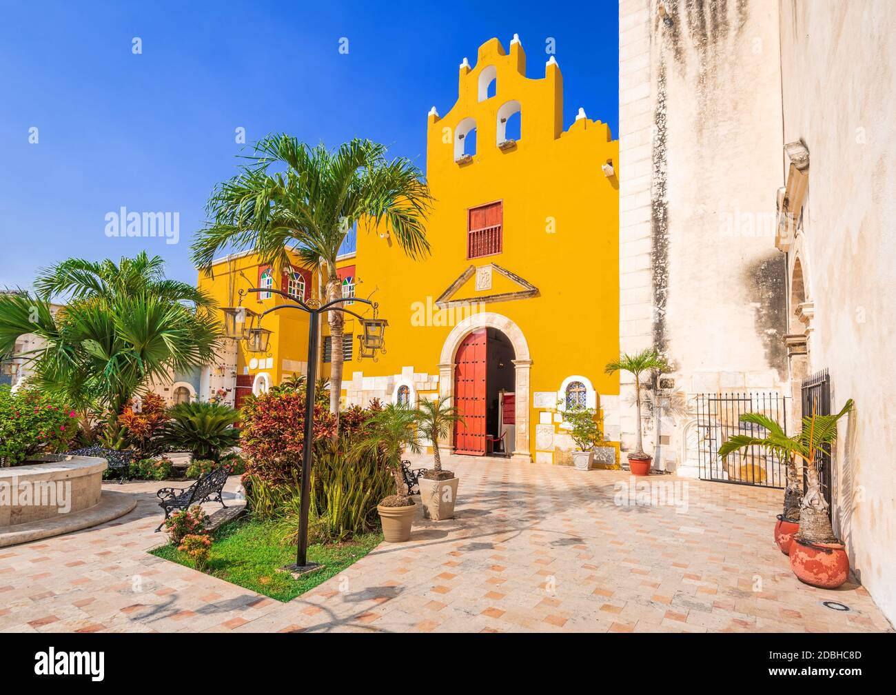 Campeche, Mexico - The Cathedral, Our Lady of the Immaculate, Yucatan colonial heritage. Stock Photo