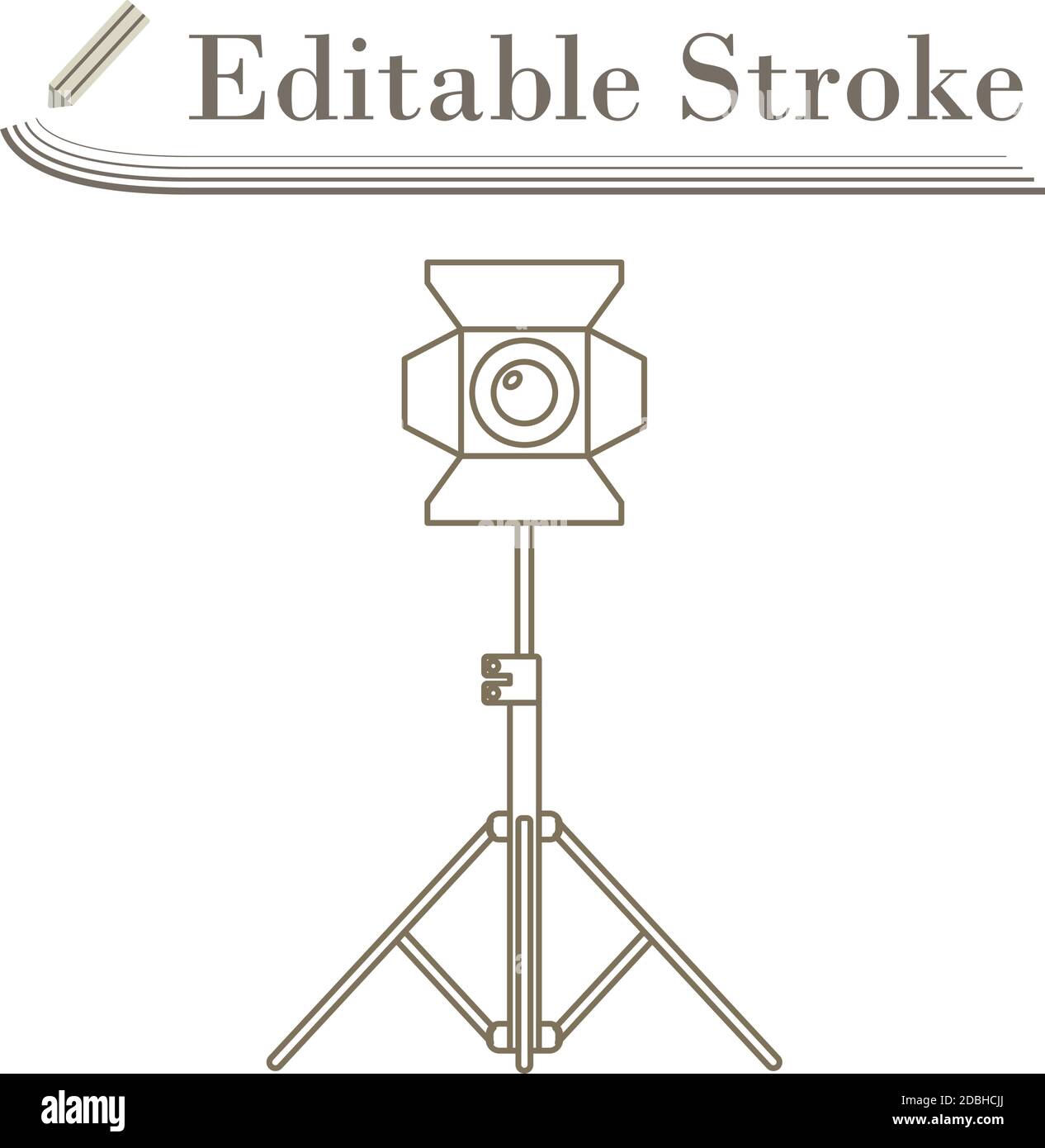 Stage Projector Icon. Editable Stroke Simple Design. Vector Illustration. Stock Vector