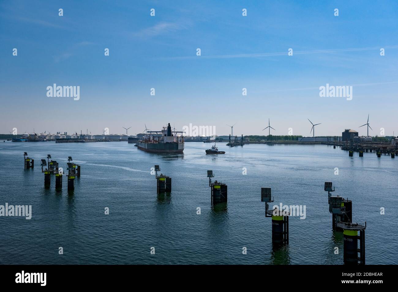 Industrial area in the Port of Rotterdam in The Netherlands. port of rotterdam zuid holland/netherlands products terminal europoort/calandkanaal Stock Photo