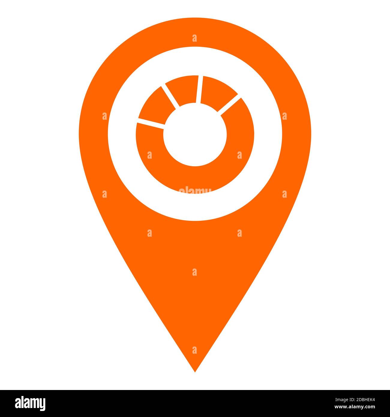 Pie chart and location pin Stock Photo - Alamy