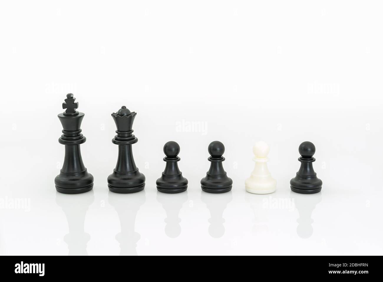 Closeup black and white chess pieces on chessboard, Set of chess figures on white background