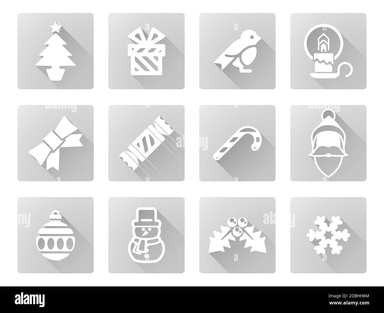 Christmas icon set including Santa, snow flake, cracker, robin, snowman and lots more Stock Photo