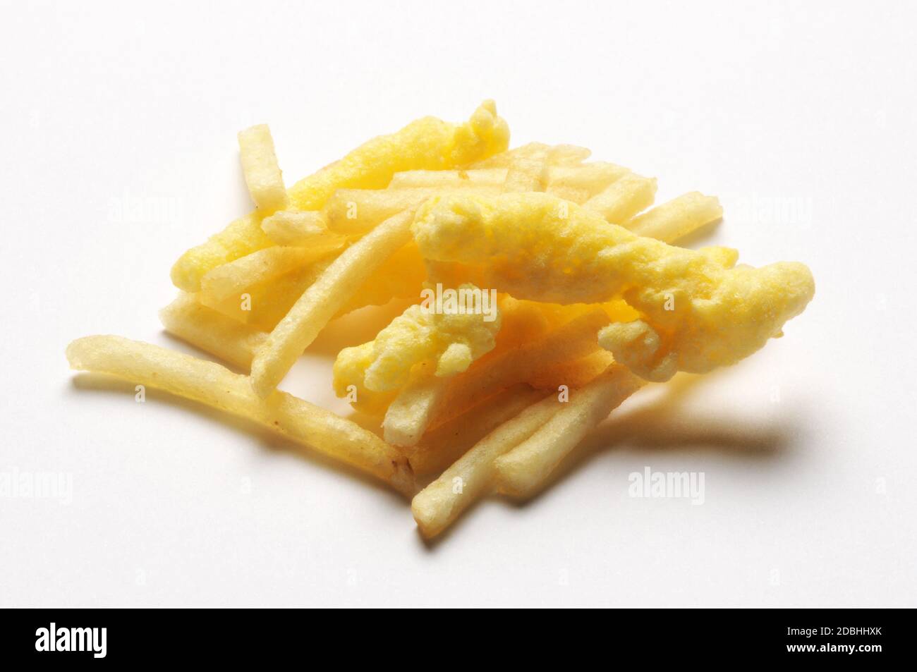 Crunchy snack with corn and french fries Stock Photo