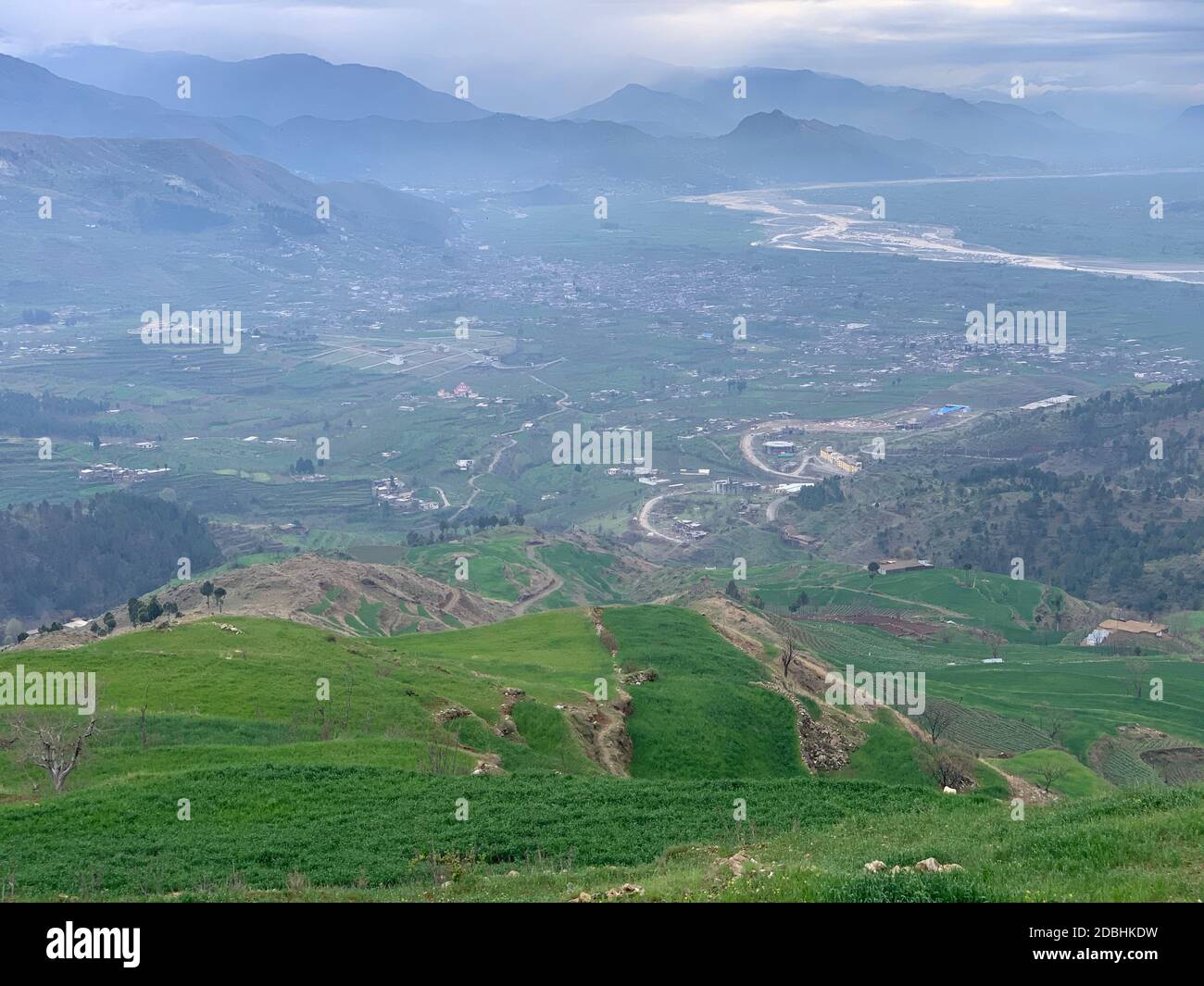 Swat valley, view from one of the mountains in summer Stock Photo