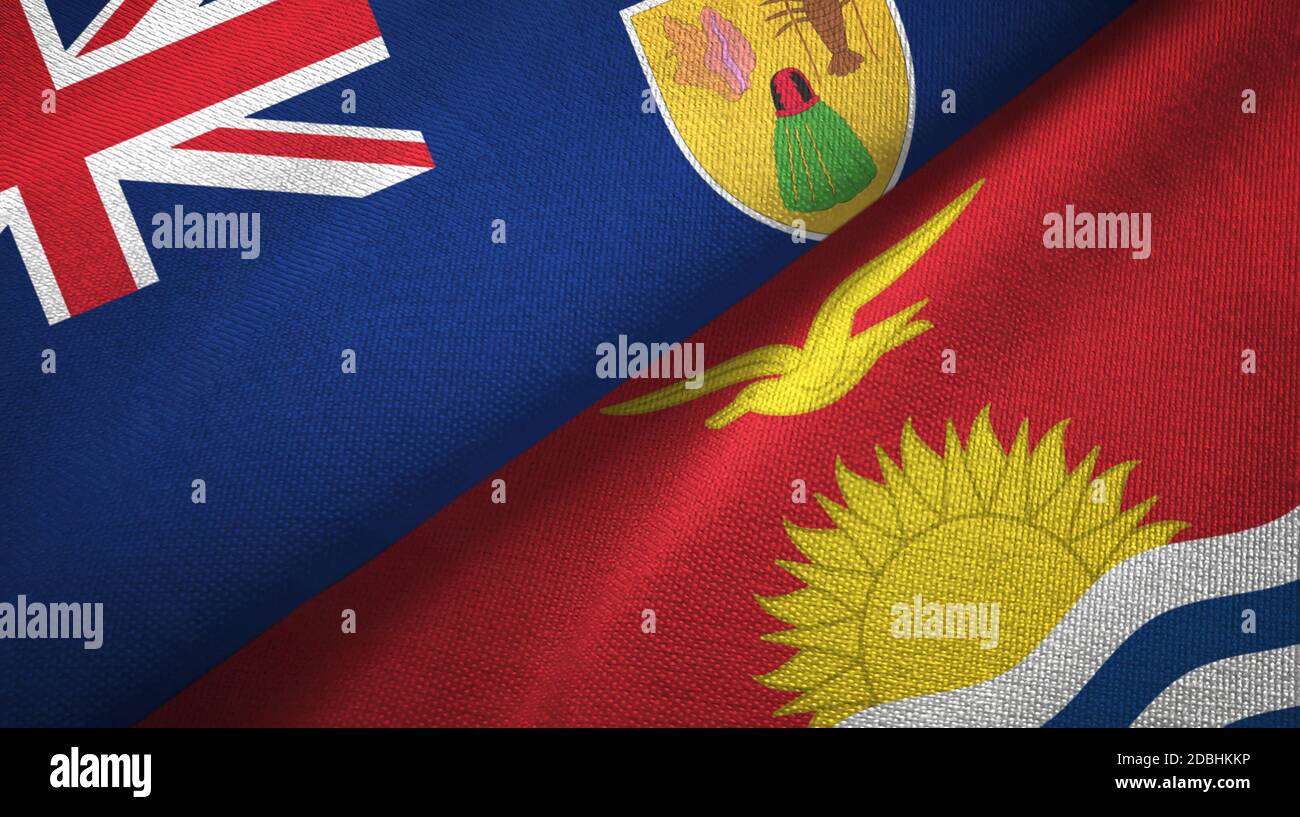 Turks and Caicos Islands and Kiribati two flags Stock Photo