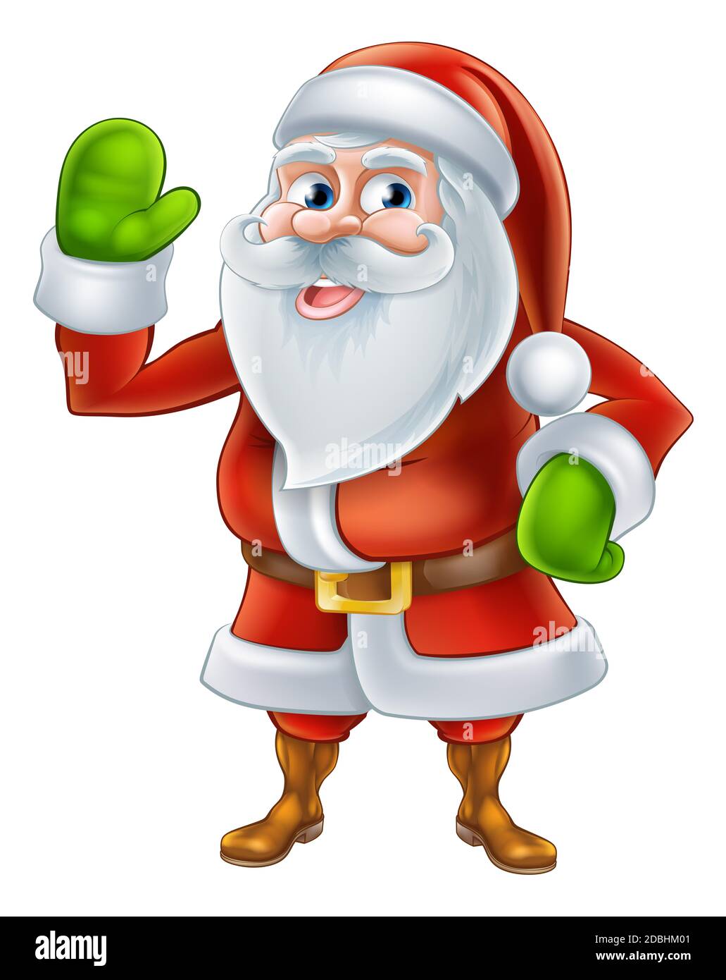An illustration if a happy Cartoon Santa Claus character waving Stock Photo