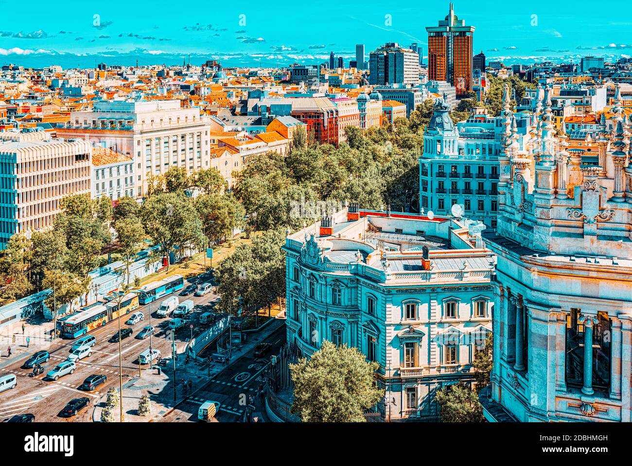 Madrid, Spain June 06, 2017 Panoramic view from above on the capital