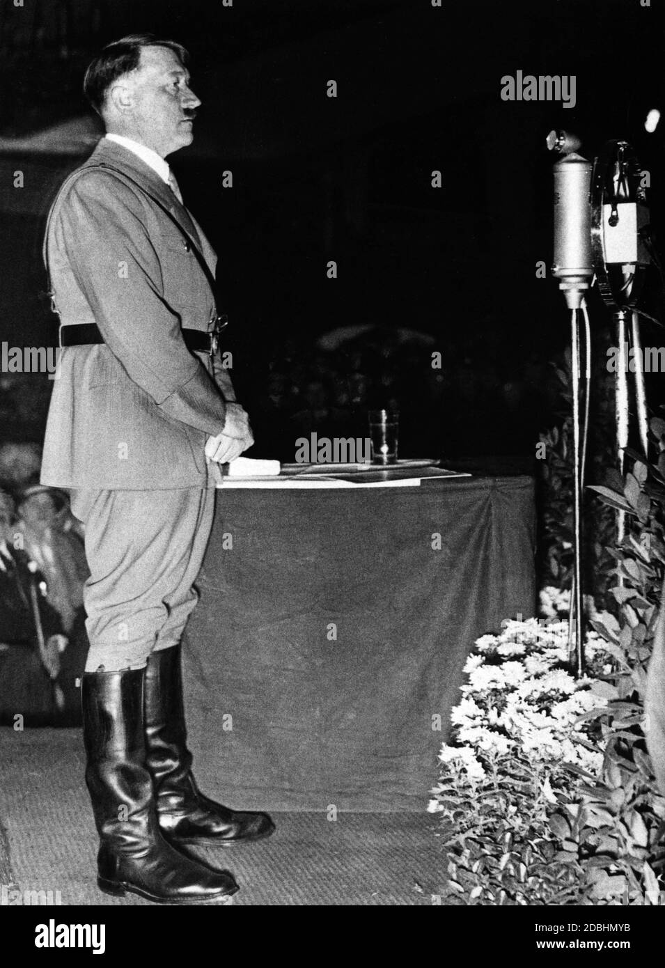 Adolf Hitler, already Reich Chancellor, during a party event of the NSDAP in the Berlin Sportpalast. Stock Photo