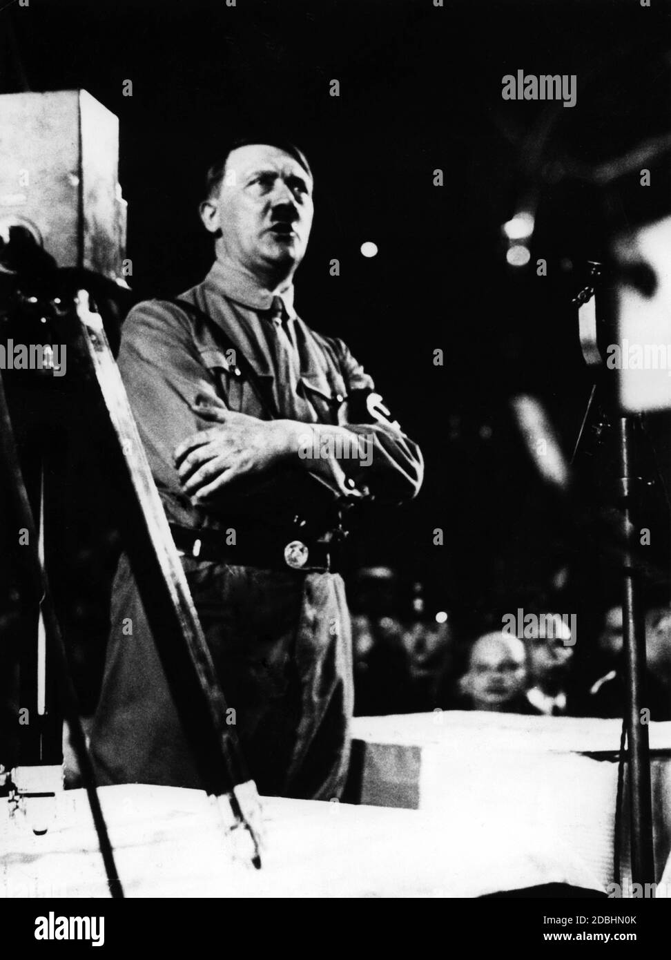 Adolf Hitler in party uniform during a speech at the Sportpalast. Stock Photo